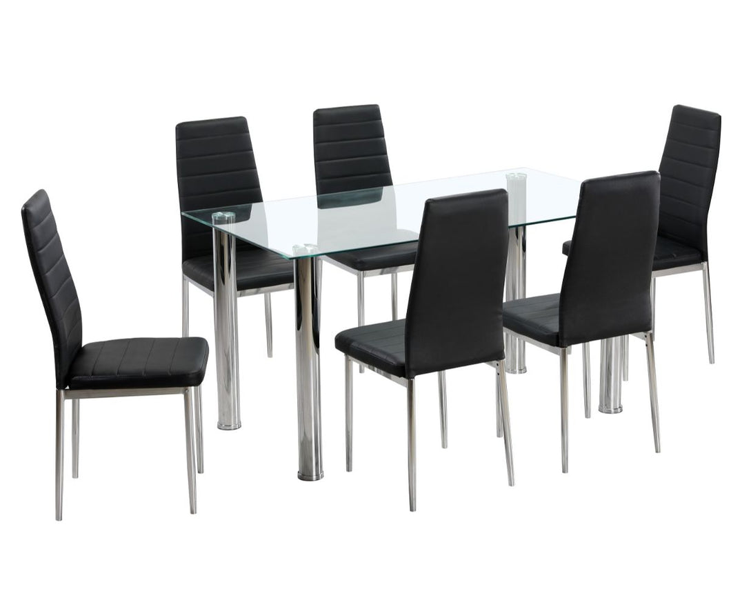 Comedor Ebony 6 Sillas de Tubular Cromado