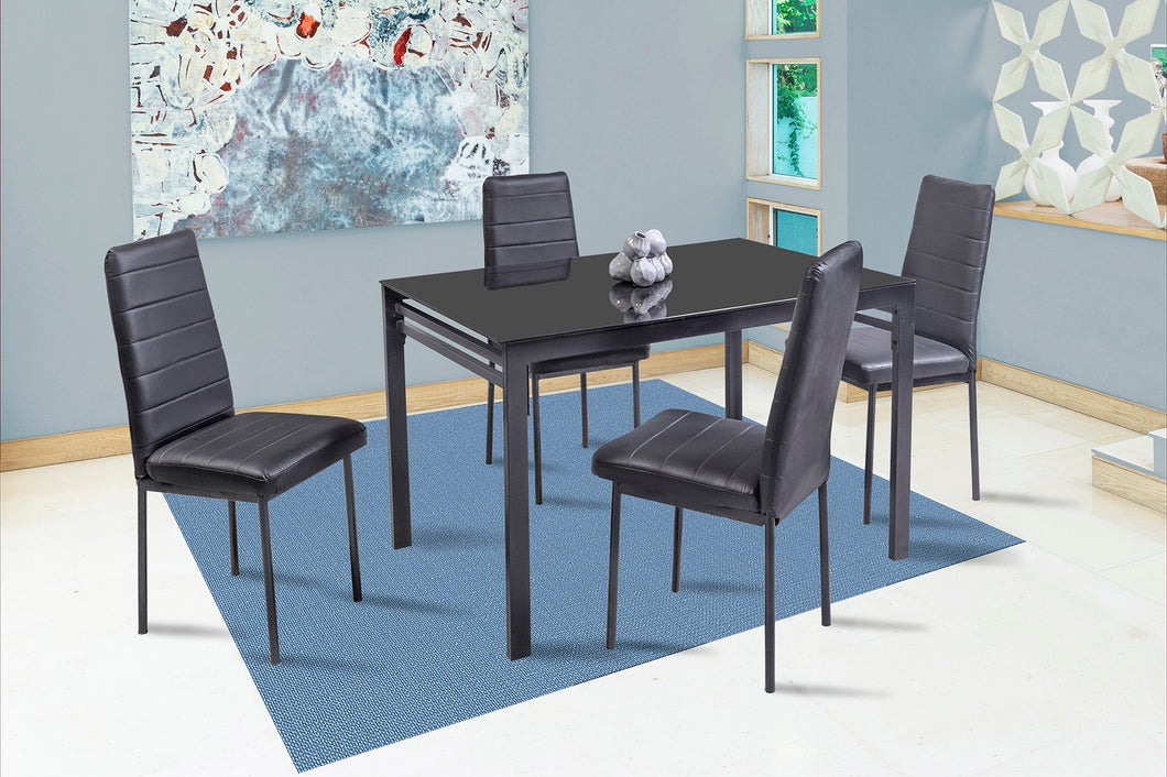 Comedor Troya 4 Sillas Tubular Y Cubierta De Cristal